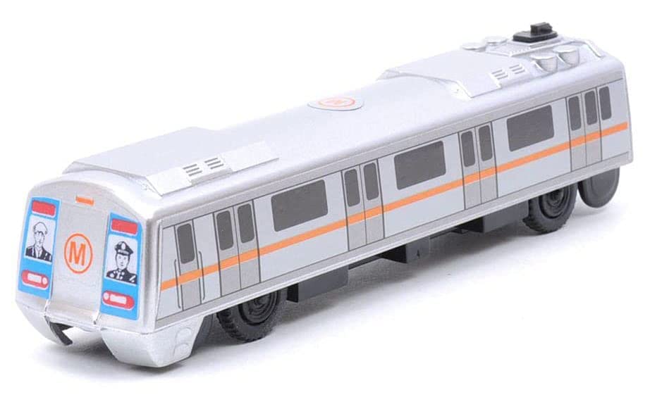 JAPSI Metro Train Pull Back Coach Model | Plastic Collectable Toy for Kids | Engine | Age 3 Years & Above, Silver Color