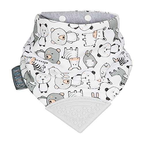 Cheeky Chompers Babero para bebés y niños pequeños, Bandana con mordedor de Silicona, diseño higiénico + Absorbente + sin BPA (Panda Pals) Cover