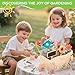 GNAYUIJ Wooden Pretend Play Toy Gardening Box-30 Pieces Wood Flower & Garden Tool Sets for Toddler 3 4 5 6 Year Old,Kids Educational Learning Toy,Girls Birthday Gift