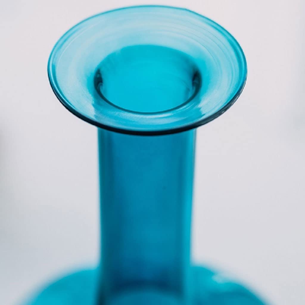 Jarron Flores Jarrón de Cristal Azul Moderno, Recipiente Flores Transparente Zen, Botella Limpia clásica China, decoración Escritorio for el hogar y la Sala Estar Jarrones Decorativos