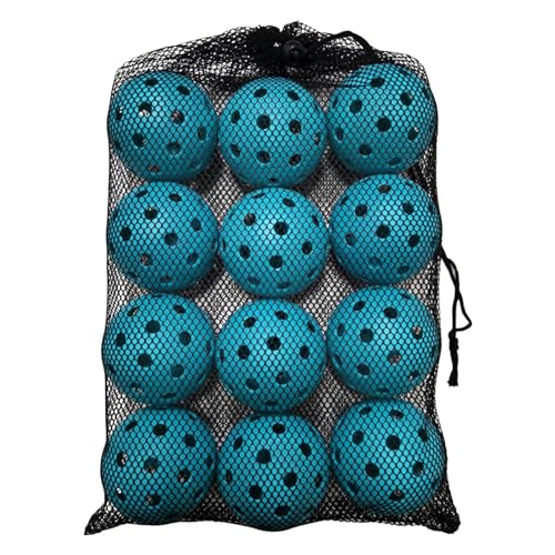 INACMWIH 12 bolas de pickleball de 74 mm, accesorios de bola hueca estándar para exteriores, color cian