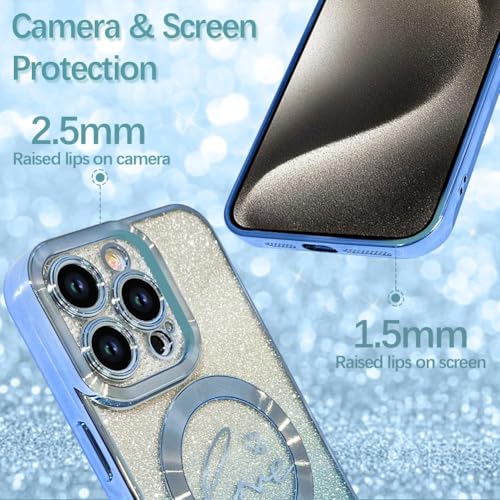 Image of ZIYE Magnetic Case Designed for iPhone 16 Glitter Case-Blue