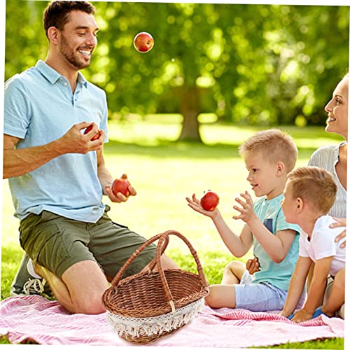 Zerodeko Cesta Pequena De Flores Tecida 2 Peças Cesta De Armazenamento De Vime Cesta De Armazenament