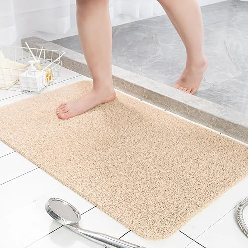 SHUNL Bathtub Mat, Non-Slip Anti Slip Fast Drying Shower Mat for Tub, Floor,Bathroom, Beige, 17x30 Inches