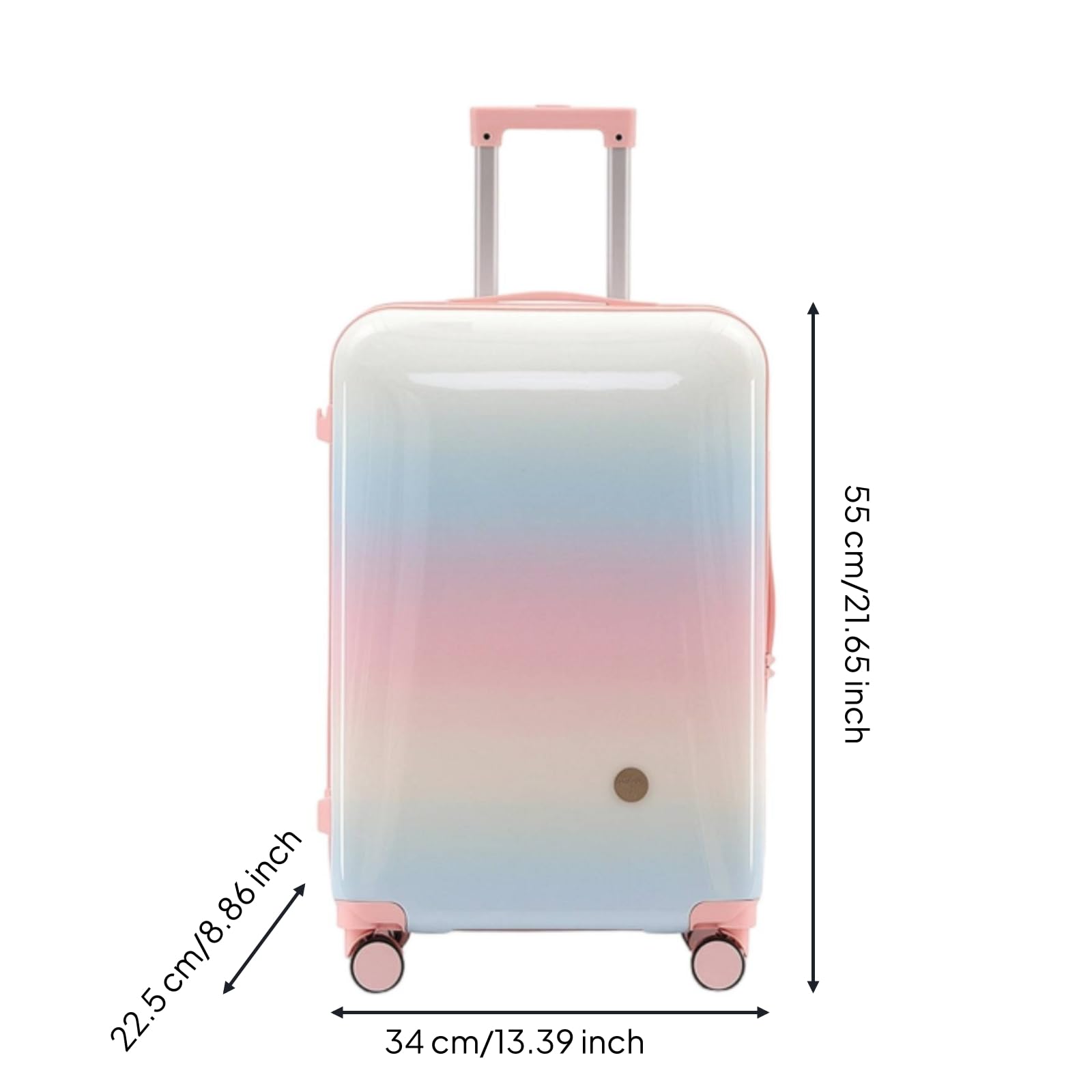Valigia da Viaggio Donna Trolley Rigido Bagaglio con Ruote Multidirezionali Maniglia Superiore Comoda Serratura, Array, Gradiante Arcobaleno, 20 Pollici