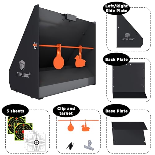 Atflbox Pellet Trap Target with 12\'\'x12\'\' Splatter Bullseye Paper Targets and Spinning Shooting Targets for .177 Caliber, Shooting Targets for Air Gun Airsoft BB Gun Rifle (Airgun) - Thumbnail 5