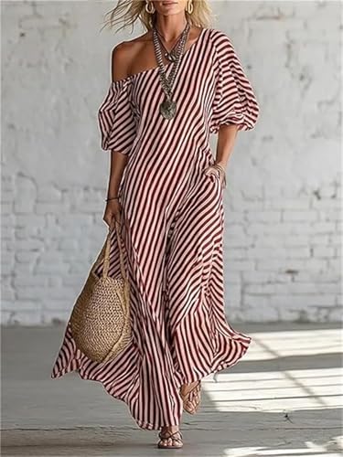 Robe longue rayée fluide pour affiner la silhouette - 5