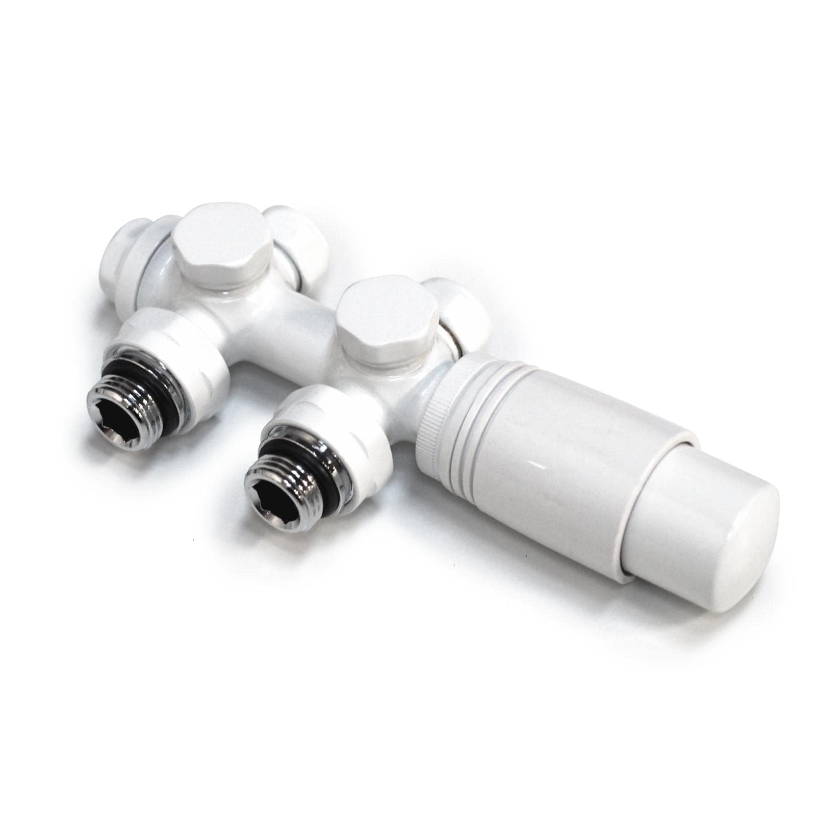 WITEN&NOCK Set Multiblock per Radiatori Attacco Centrale Raccordo Distanza Mozzo 50 mm Blocco Rubinetto Termostato Valvola Termostatica per Radiatori Accessori Riscaldamento (Bianco)