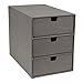 Bigso Box of Sweden Ingrid 3-Drawer Canvas Fiberboard Desk Organizer for Office Supplies and Accessories - Stackable Makeup Drawer Organizer - 6.3in x 9.9in x 8.1in - Grey