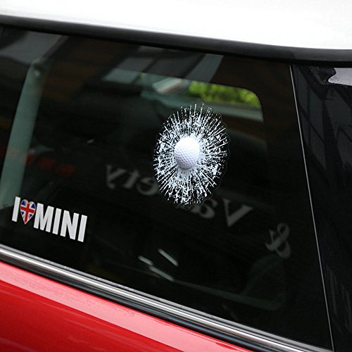 Cogeek 3D Prank Tricky Broken Glass Sticker Car Window Ball Hits Self Adhesive Funny Car Stickers (Golf) #TOP3