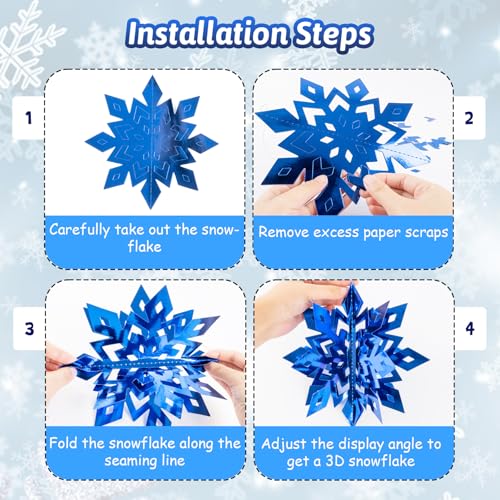 Image of Snowflake Decorations, Paper Christmas Hanging Decor Indoor, 24-Pc
