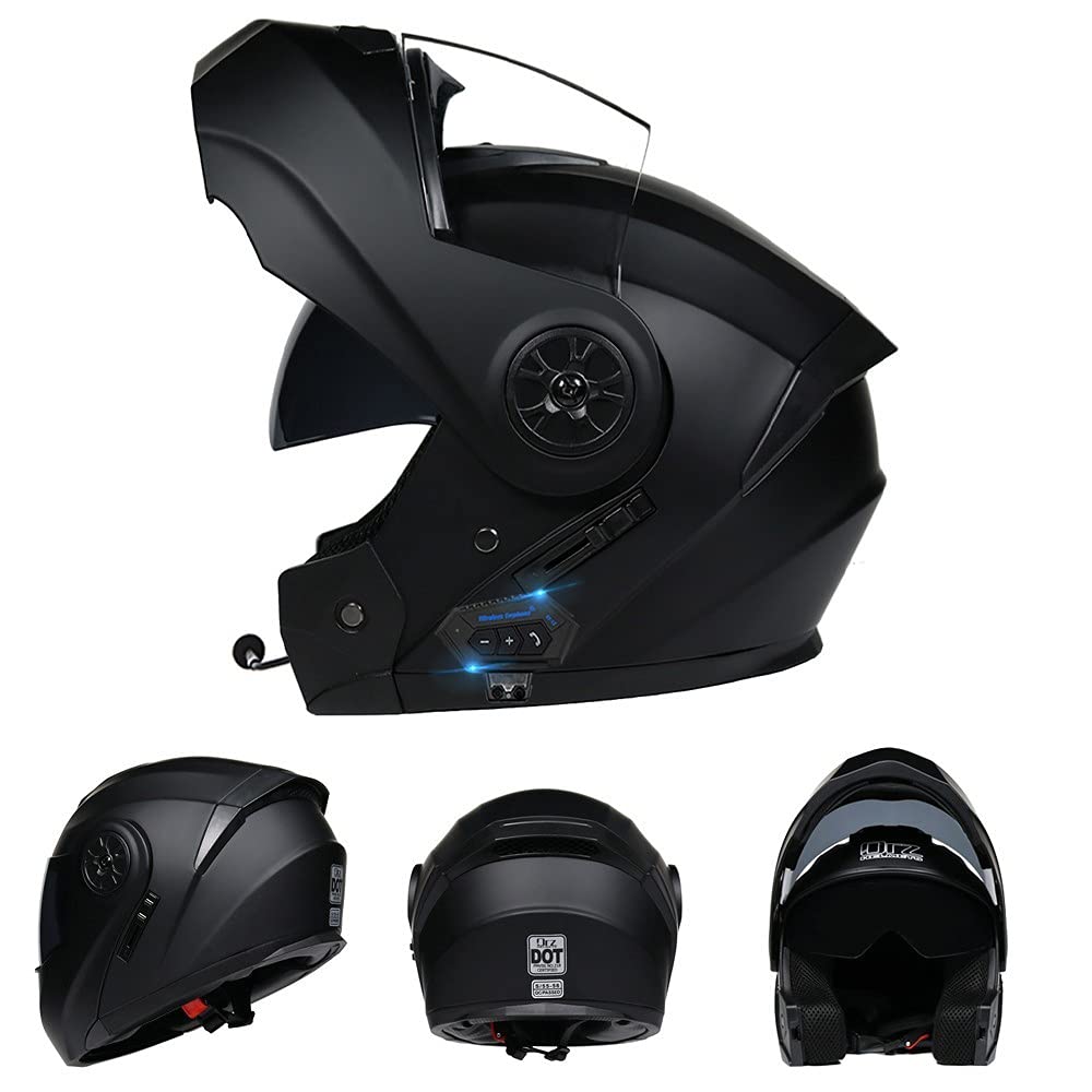 Casco Moto Integrato Bluetooth Modulare Flip Full Face Apribile con Doppia Visiera Caschi Speaker Integrato Microfono per Risposta Automatica Donna o Uomo Certificazione ECE