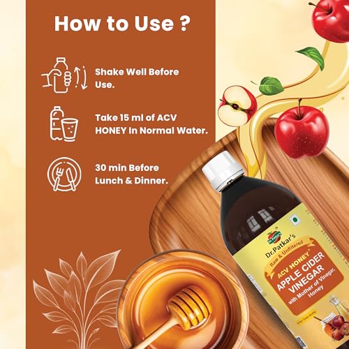 Image of Dr. Patkar's Apple Cider Vinegar With Honey | Unfiltered & Undiluted | Suitable for Weight loss with Improved Immunity | Weight management (With Mother) 500ml