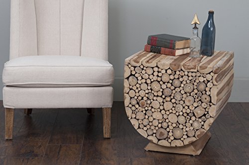 Solid Wood U Shaped Side Table - 19.7 Inches On All Sides - Home, Office, Living Room Farmhouse Wooden End Table - Tree Branch Bedside Nightstands, Mini Cofee Wooden Furniture In Natural Brown Finish #TOP1