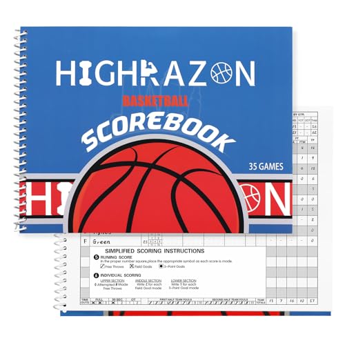 HIGHRAZON Basketball Scorebook 2026 35 Games for Scorekeepers 8.5 x 11 Score Keeping Book for Stats Basketball Score Book for Adult Youth High School Middle School Little League