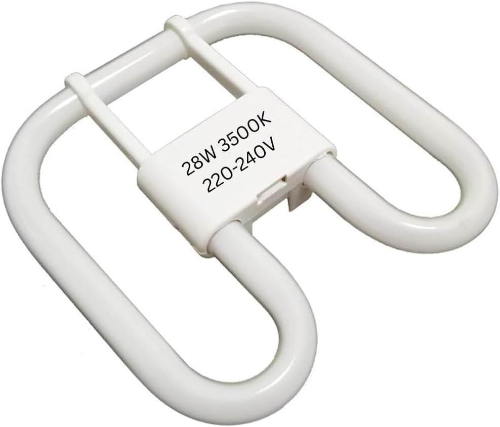 28W GR10q 4-Pin 2D Butterfly CFL Bulb | 2000 Lumens Warm White 3500K | Energy Class A | 20x20cm Compact Square Lamp for Ceiling Lights, Bathrooms, Kitchens, Offices & Hallways | 220V, Long 8000H Lifes