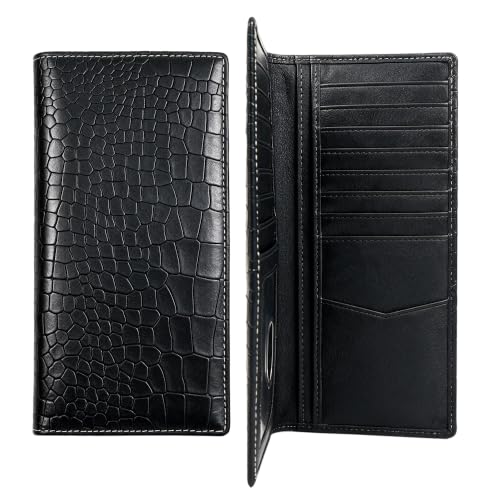 Image of Genuine Leather Long Wallet for Men - Western Bifold Wallet, Crocodile