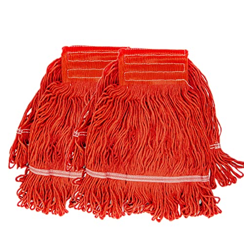 String Mop Head Looped-End String Wet Mop Head Refill Replacement Heavy Duty Cotton Commercial Industrial Grade Floor Cleaning Mop Refill Removable Washable Head (Red, 1) #TOP16