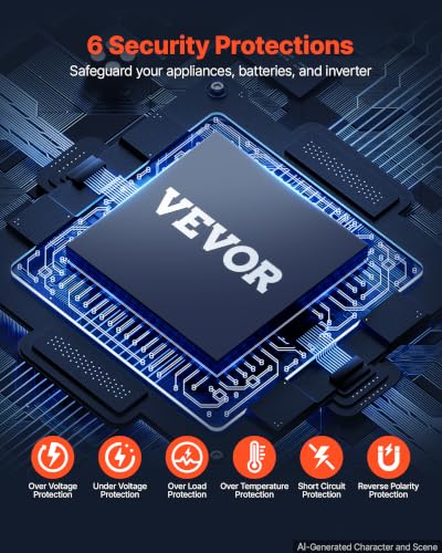 Image of VEVOR Pure Sine Wave Inverter, 2000 Watt, DC 12V to AC 120V Power Inverter with 2 AC Outlets 2 USB Port 1 Type-C Port, LCD Display and Remote Controller for Medium-Sized Household Equipment, CE FCC