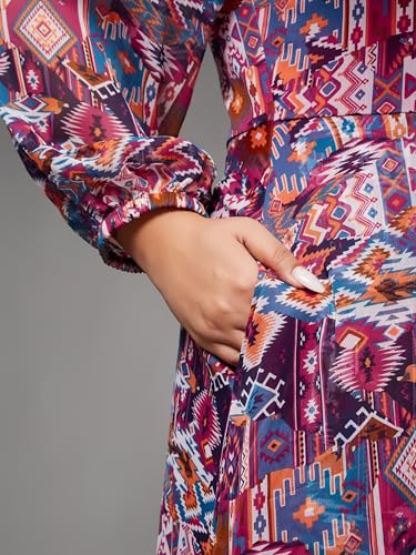 Image of Miss Chase A+ Women's Bohemian V-Neck Flutter Sleeve Chiffon Relaxed Fit Wrap Maxi Dress