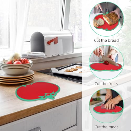 Tabla de cortar plástica roja en forma de tomate miniatura 6