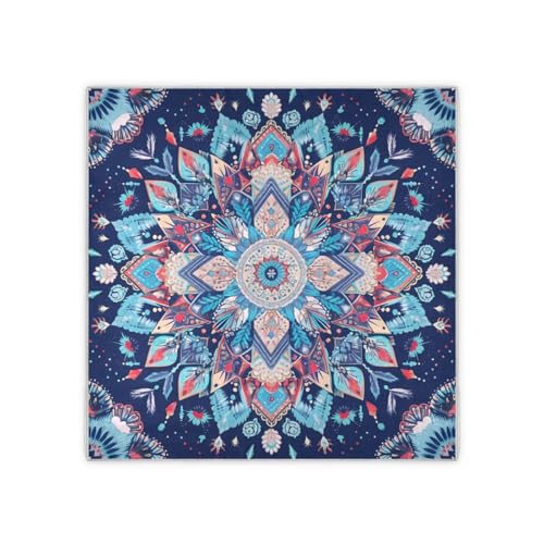 KLL Bohemian-style Mandala Pattern Red Blue silk scarf square silk scarf for women 35 x 35 funky gifts for women for winter bufanda elegante para mujer