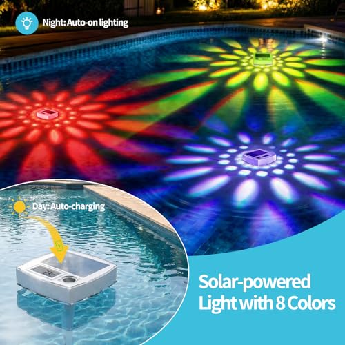 Orbecco Solar Pool Thermometer ohne Batterie – Schwimmendes Digitales Thermometer mit Großem LCD & RGB LED Beleuchtung, IP68 Wasserdicht, Temperaturmesser für Whirlpool Schwimmbad & Spa
