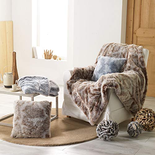 Douceur d'Intérieur - Faux Fur Polyester Blanket - 125 x 150 cm - Grey, polyester, gray, 125 x 150 cm - Image 2
