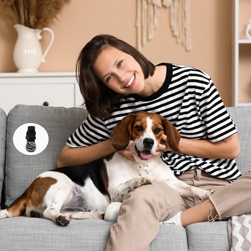 4 Stück Hundesocken Anti Rutsch, Antirutschsocken Hund Doppelseitige mit Verstellbaren Riemen Socken Für Hunde Indoor Anti Rutsch, Hunde Socken Schuhe Haustierpfoten Schutz (M)