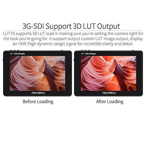 Image of FEELWORLD LUT7S 7 Inch 2200nit Ultra Bright SDI Touch Screen DSLR Camera Field Monitor with 3D Lut Waveform Vectorscope Automatic Light Sensor HD 1920x1200 3G SDI 4K HDMI Input 8.4V DC Output Tilt Arm