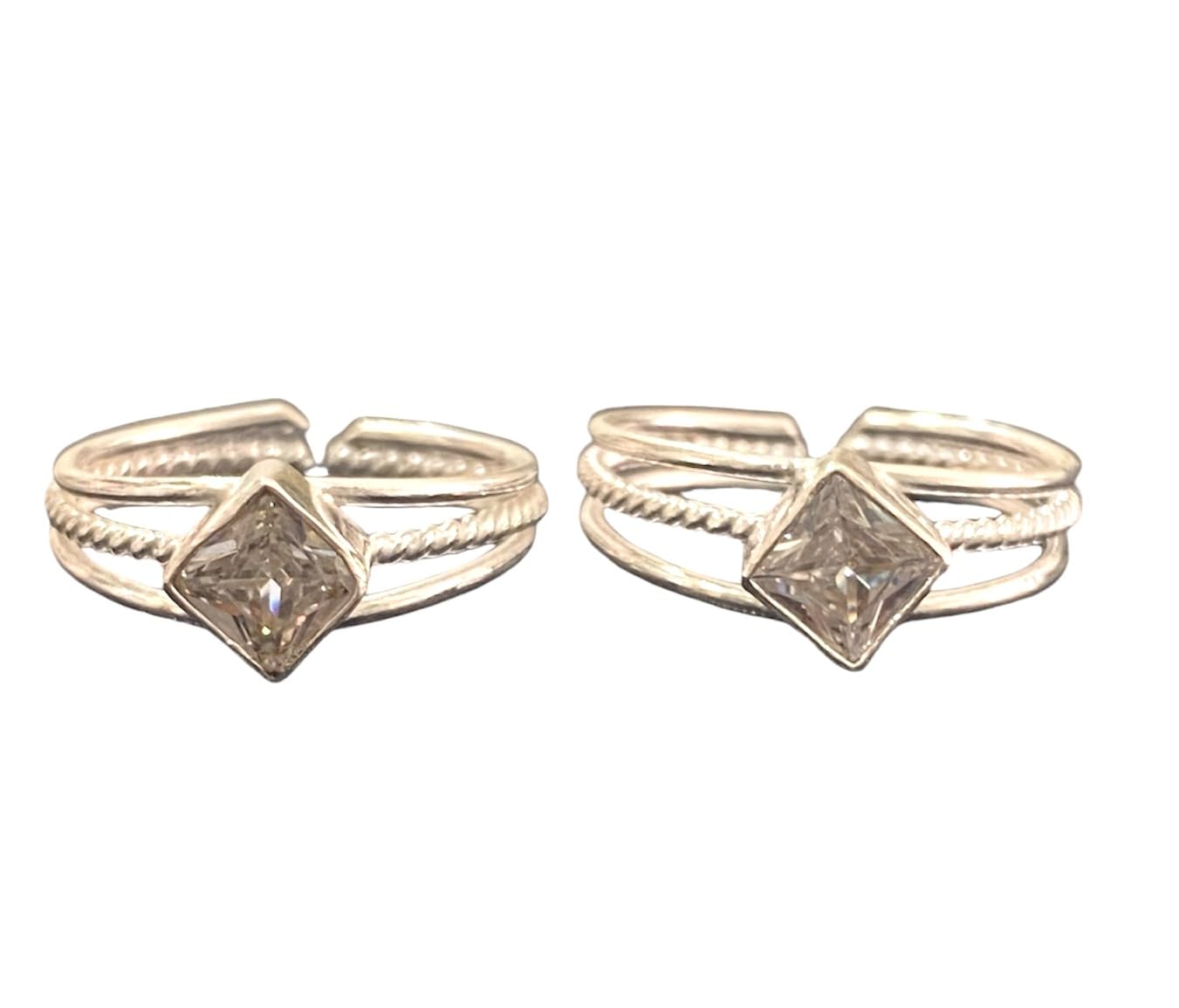 925 Sterling Silver CZ Studded Pair of Toe Rings for Women-image-45