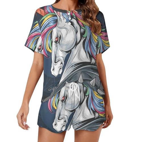 Pyjama licorne en colère ensemble de nuit frais pour soirées d'été