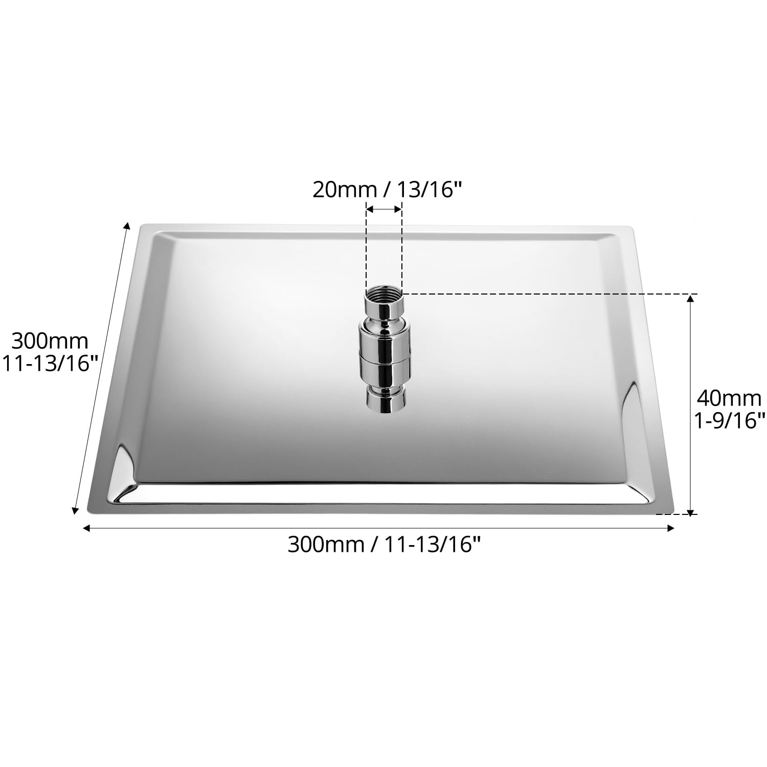 QWORK® Rociador para Ducha Cuadrado de 30 cm de Acero Inoxidable - Alcachofa Ducha Grande con Tecnología de Aire y Resistencia al Rayado