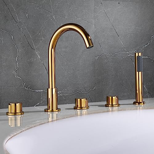 Ducha dual para grifos de baño de 5 orejas con doble palanca negra