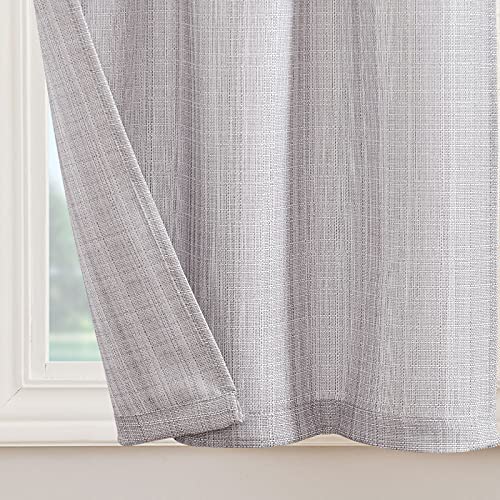 TOPICK Grey Kitchen Curtains 36 Inch Drop Small Cafe Curtains Linen Textured Light Filtering Curtain Tiers for Bathroom Sink Rod Pocket 2 Panels - Image 2