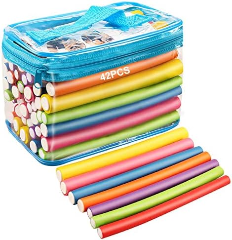 AIDUCHO Hair Roller Curling Rods 42pcs Flexible Soft Foam Curler Set No Heat Magic Curly Styling Tool for Short Medium and Long (7")