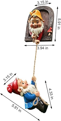 Miniatura 2 de Decoración de árbol de elfos trepadores, escultura de gnomo de resina hecha a mano, diseñada para decoración de troncos de árboles al aire libre,