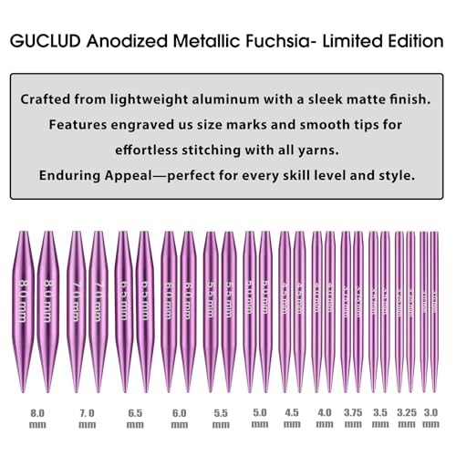 Image of Guclud 2-Inch Short Interchangeable Circular Knitting Needles Set | US 2.5-11 (3.0-8.0mm) | 12-Pair of Metal Small Circular Needles | 4 Cables (6 inch, 8 inch, 12 inch, and 16 inch), Accessories & Case