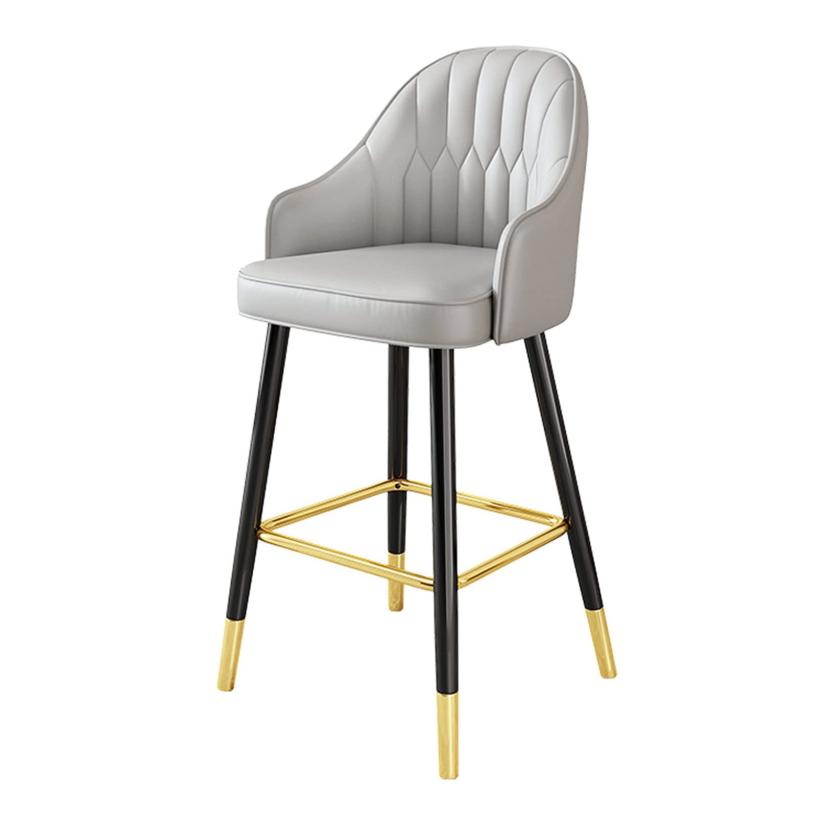 KLZUOPT Luxury Barstool Tall Bar Stools Counter Stools Leisure Bar Chair PU Leather, Height with Upholstered Back and Metal Footrest, for Pub Coffee Home Dinning Island,Gray,75cm