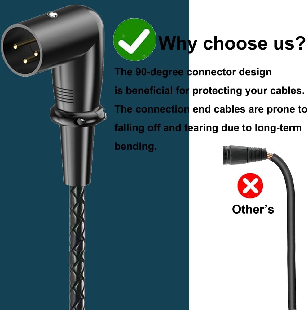 1フィート XLR 3ピン スプリッターケーブル、1~2 MICアダプター、オスからデュアルオスマイクオーディオケーブル マイクミキ