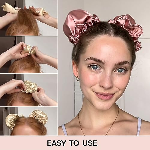 BLINKEEN Modeladores de Cabelo Sem Calor de Cetim, Rolos de Travesseiro com Toucas, Faixa de Cabeça