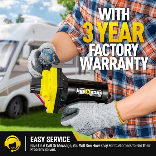 Image of 2026 Upgraded RV Water Pump, 12V 6.0 GPM High-Flow, Ultra-Quiet 70 PSI Self-Priming Diaphragm Pump with Adjustable Pressure Switch & Strainer for RV, Marine, Camper, Boat (Run-Dry Safe) (Yellow)