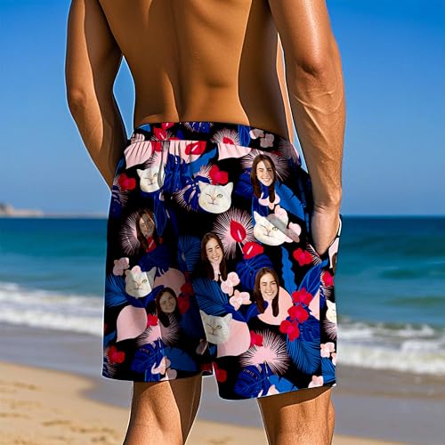 Custom Mens Swim Trunks Personalized Swim Shorts with Women Face Customized Photo Beach Board Shorts Gift for Men2