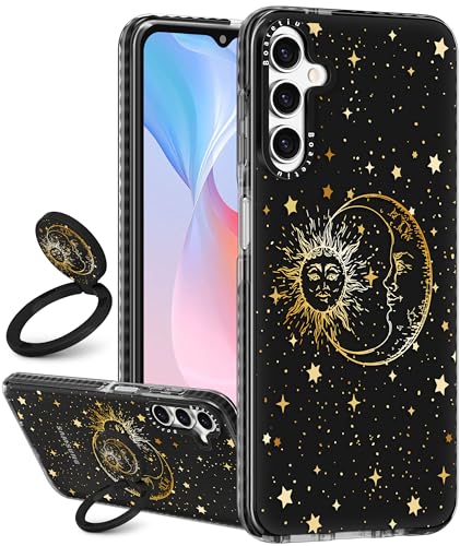 Boaretiu Cute Kawaii for Samsung Galaxy A16 Case with Stand - Fashion Cool 360° Rotate Ring Holder Kickstand Sun Moon for Women Girls Boys Teens Girly for Galaxy A16 Case