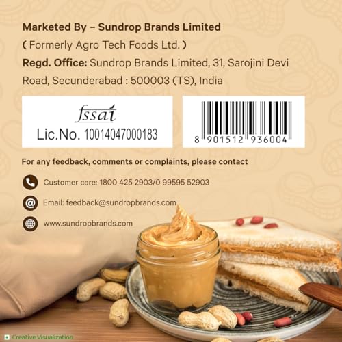 Image of Sundrop Peanut Butter with Honey | Creamy | 900 grams | With 23% Protein | 7.1% Dietary Fibre | No Preservatives | Premium Roasted Peanuts | Great Value per Gram of Protein (Pack of 3)