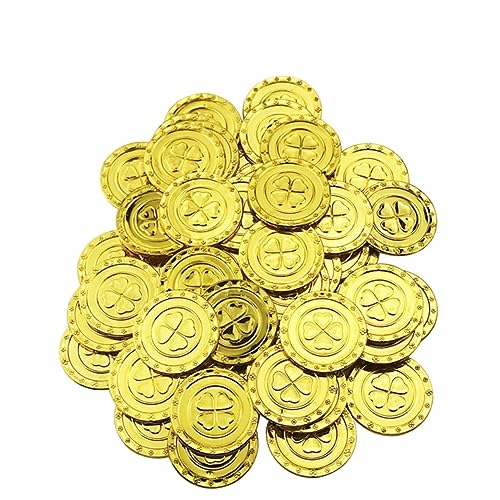 SUPVOX 100pcs Plastic for Four Leaf Design Fun Playing to Enhance Imagination and Creativity for Games and Parties Random Golden Color