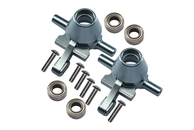 Tamiya TT-02 Aluminum Front Knuckle Arm Upgrade Set With Bearing - 1 Pair, Gray Silver - View #7