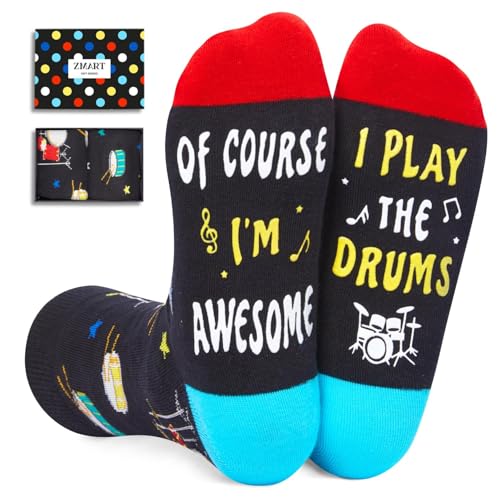 Zmart Drumming Gifts for Drummer - Drumline Percussion Socks for Music Lovers Men Teens