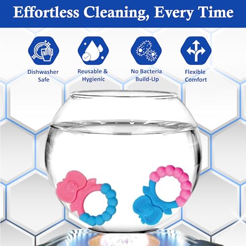 Image of MamaLaps Soft Silicone Baby Teether, Silicone BPA Free Teethers for Newborn Infant, Teething Toy for Babies with Textured Surface for Soothing Gums (Pack of 1, Ribb Apple-Blue)