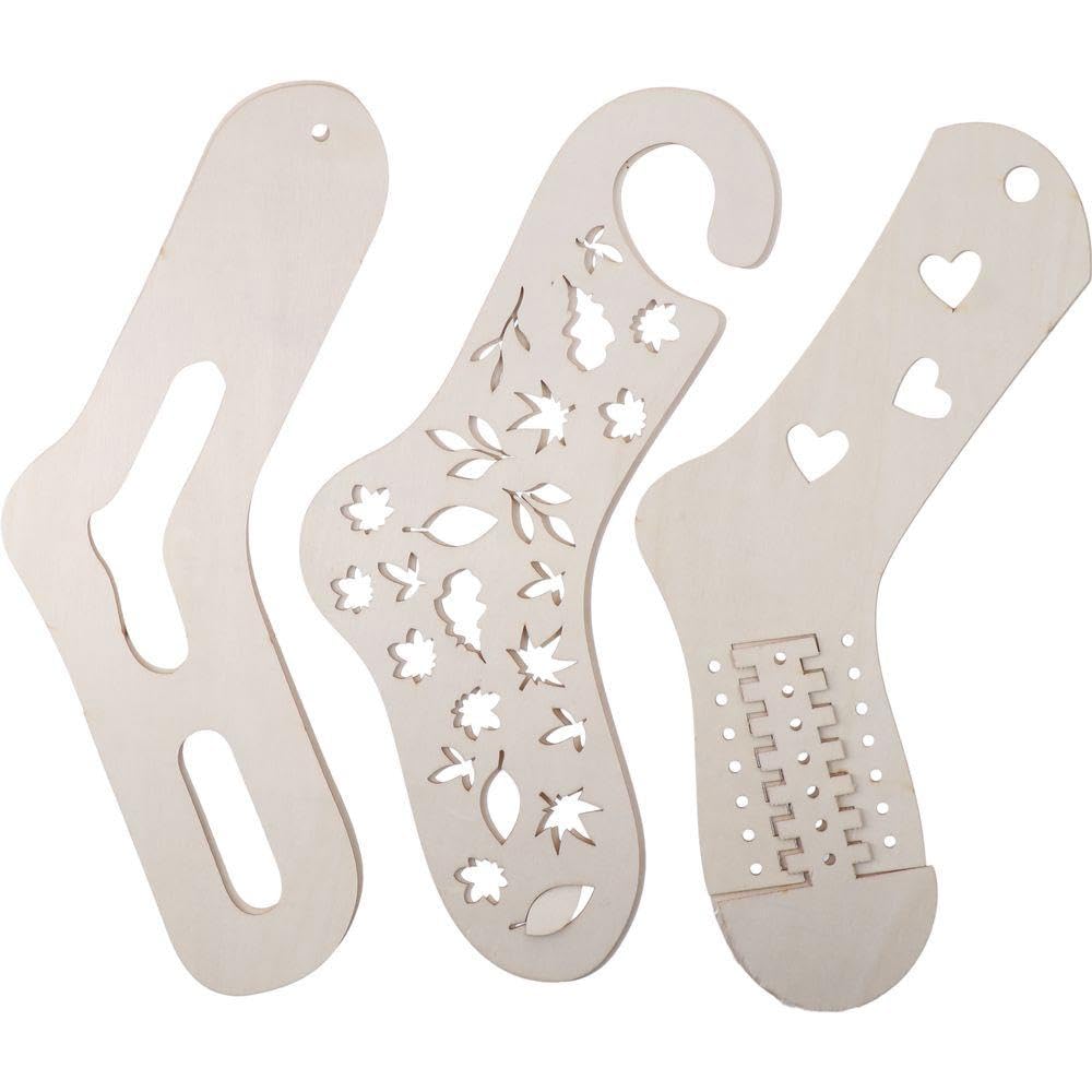 hobbyhub 6Pcs Wooden Sock Blockers, Adjustable Sock Blocker Knit Sock Ruler Tool Blockers Wood Sock Form Stretchers for Display